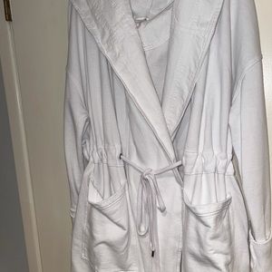 Free People white cotton hooded robe